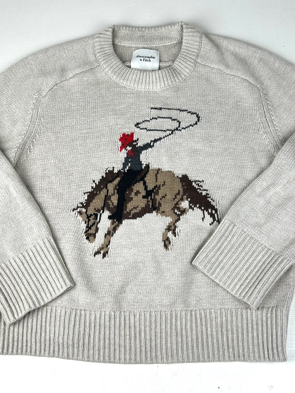 Abercrombie & Fitch Madeline Cowgirl Rodeo Sweater Size Medium Light Tan Western
